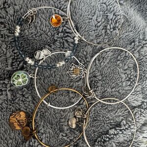 Alex and Ani Silver and Gold Charm Bracelets Set